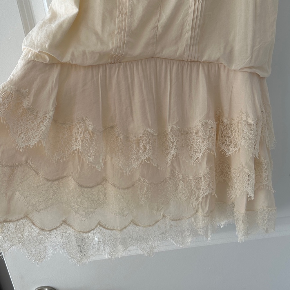 Reformation Cleodora Cream Lace-Trim Mini dress - Picture 3 of 9